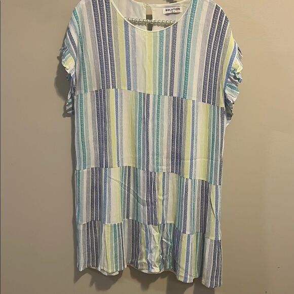 Solution Striped Tiered Baby Doll Shift Dress. Size Large - Picture 1 of 6
